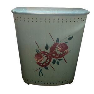 Vintage Detecto Tole Floral Metal Laundry Hamper